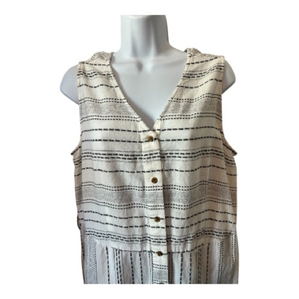 🆕 ✨ NWOT STYLE & CO Women’s White & Black Striped Cotton Jumpsuit | Size M - Picture 4 of 13